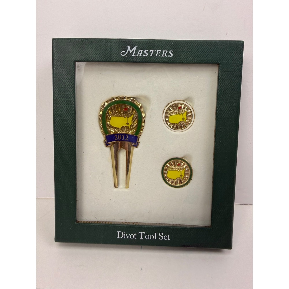 Masters 2012 Golf Divot Tool Set with 2 Ball Markers Gold Tone M12DTBM New